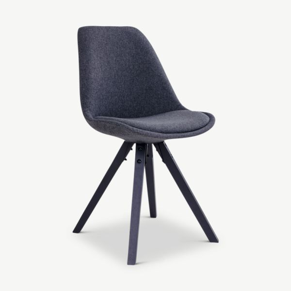 UP Dining Chair, Dark Grey Fabric & Black Wood legs oblique view