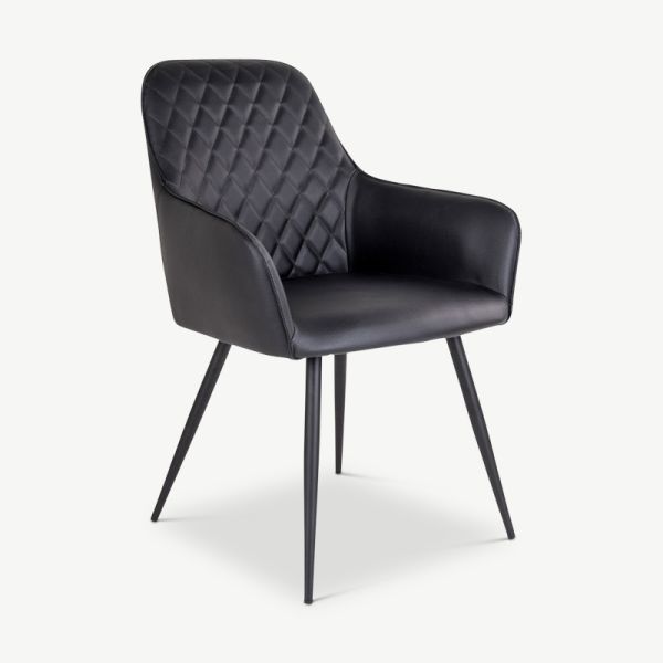 Harbour Dining Chair, Black PU leather & black legs