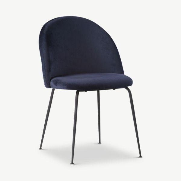 Paris Dining Chair, Blue Velvet & Black legs