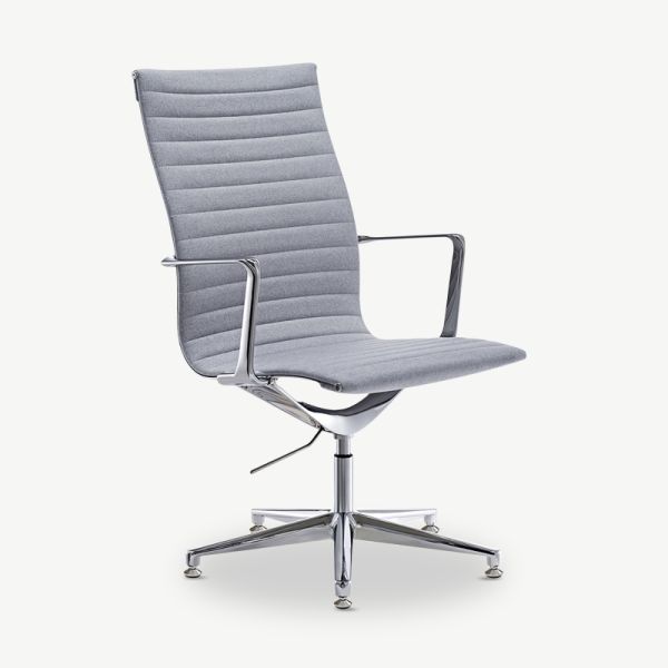 Ava Conference Chair, Light Grey Fabric & Chrome