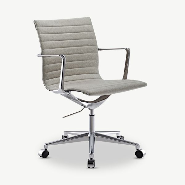 Walton Office Chair, Greige Fabric & Chrome
