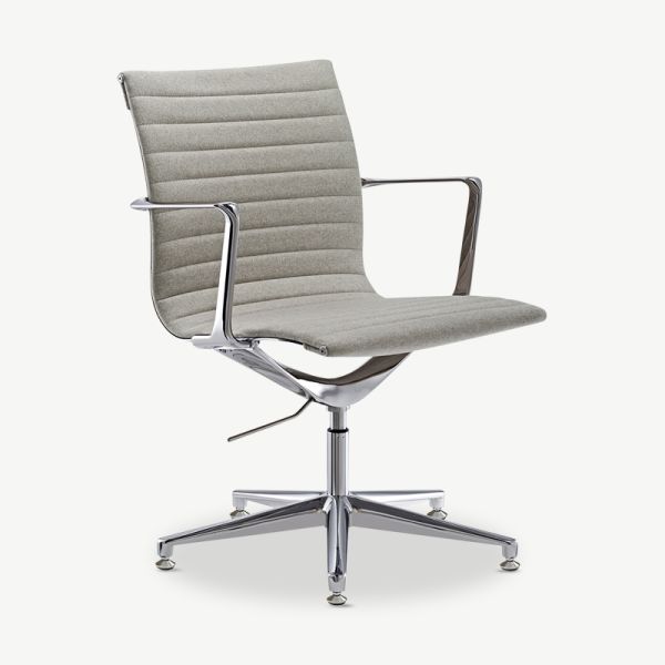 Mateo Conference Chair, Greige Fabric & Chrome