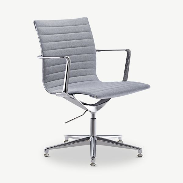 Mateo Conference Chair, Light Grey Fabric & Chrome