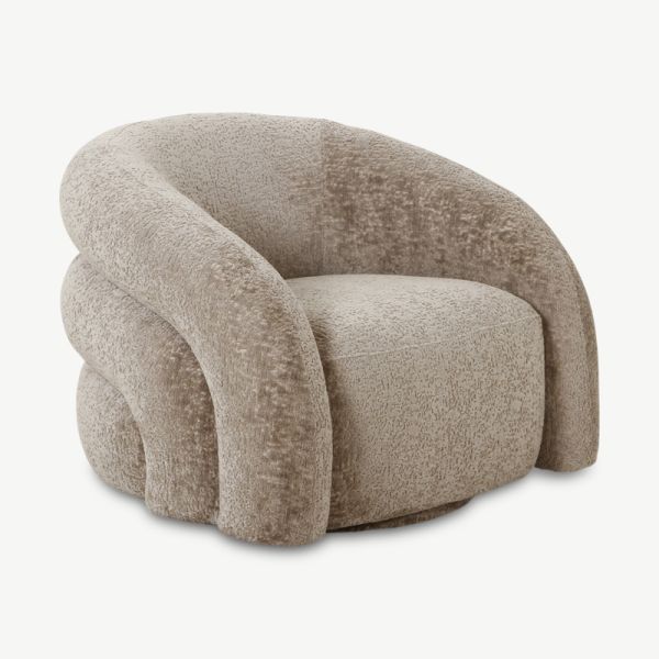 Victoria Swivel Lounge Chair, Taupe Fabric