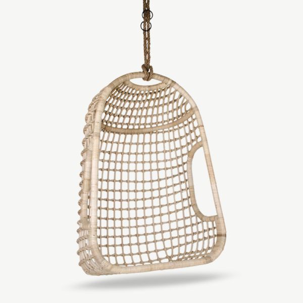 Jakarta Hanging Chair, Natural Rattan oblique view