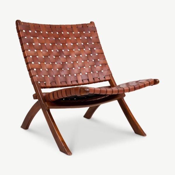 Dani Lounge Chair, Brown Leather & Teak