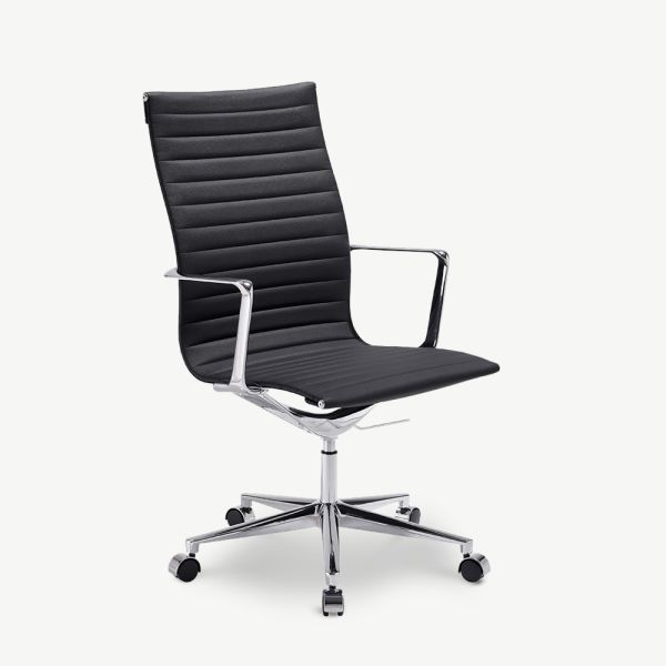 Akira Office Chair, Black PU-leather & Chrome 