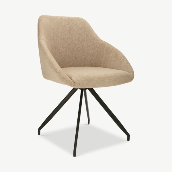Marlow Swivel Dining Chair, Beige Fabric