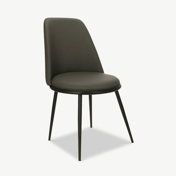 Zilo Dining Chair, Grey PU Leather & Steel