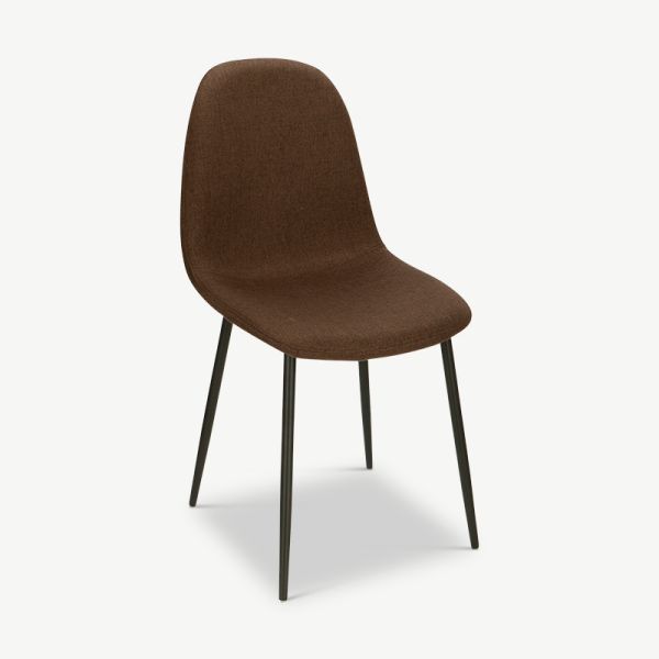 MOES Dining Chair, Brown Fabric & Black legs