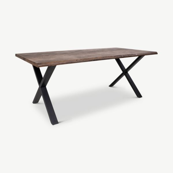 Stefano Dining Table, Wavy Smoked Oak & Black oblique view
 