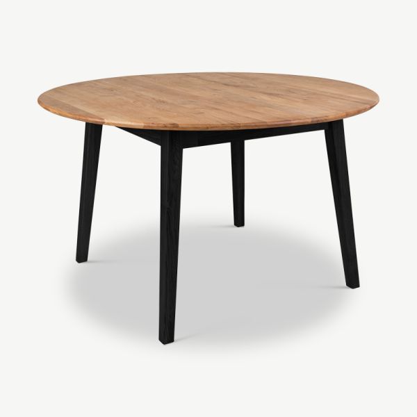 Table de salle à manger Noia, chêne huilé et acier (Ø140 cm)