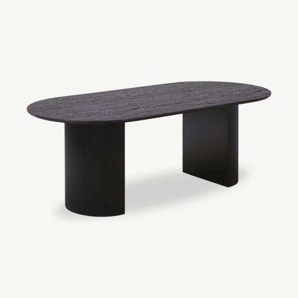 Duarte Oval Dining Table, Black Wood