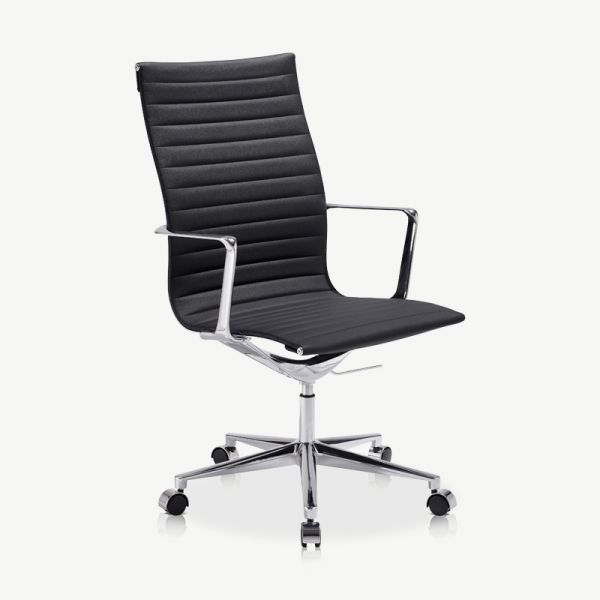 Akira Office Chair, Black PU-leather & Chrome 