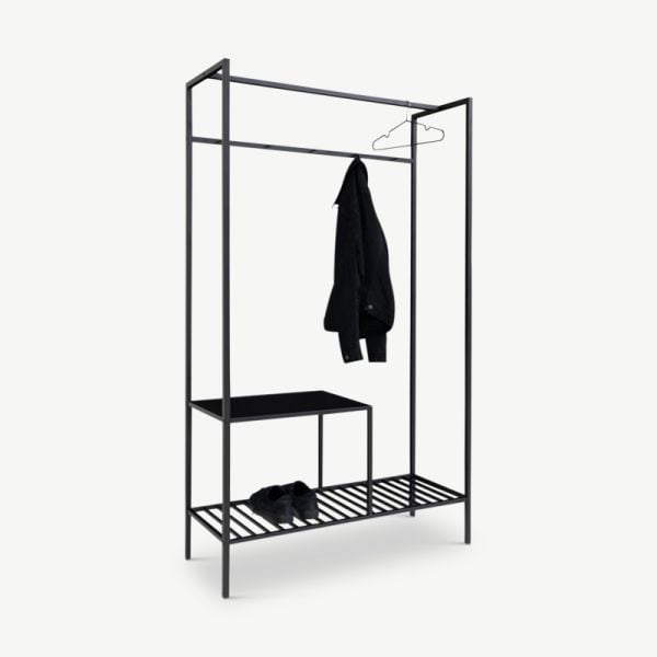 Vice Wardrobe, Black frame & 2 black shelves oblique view
