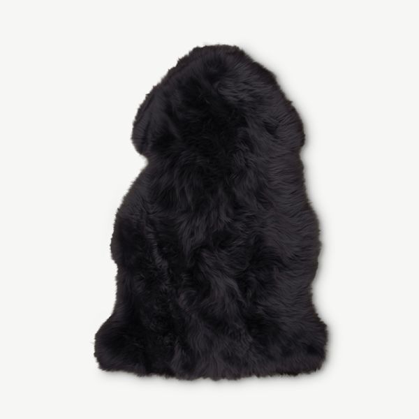 LoLa Real Lambskin Rug, Black, 50x85cm front view