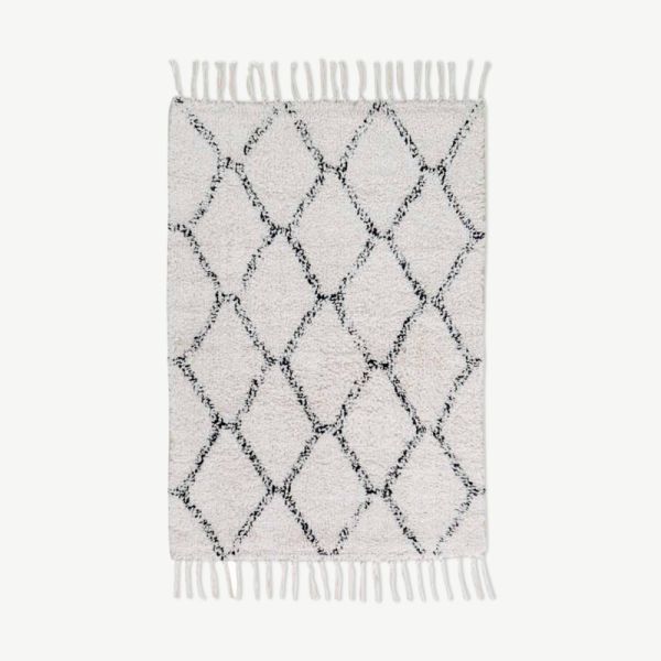 Gaia Berber-style Natural Cotton Rug, 90x60cm front view