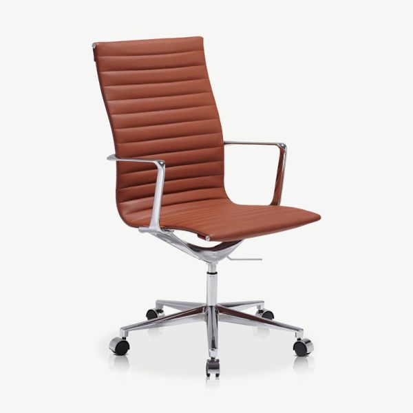 Akira Office Chair, Leather & Chrome oblique view
