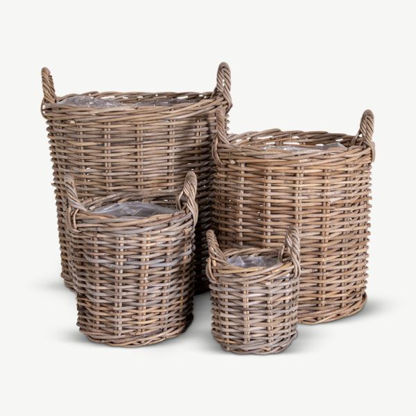 Roca Round Baskets, Natural Rattan (Set of 4) front view