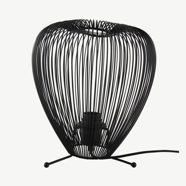 Wide Lucid Table Lamp, Black Iron