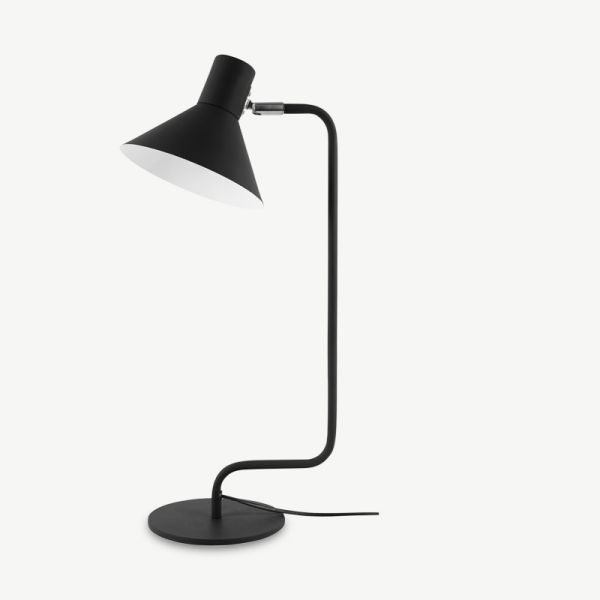 Office Curved Table Lamp, Black Iron