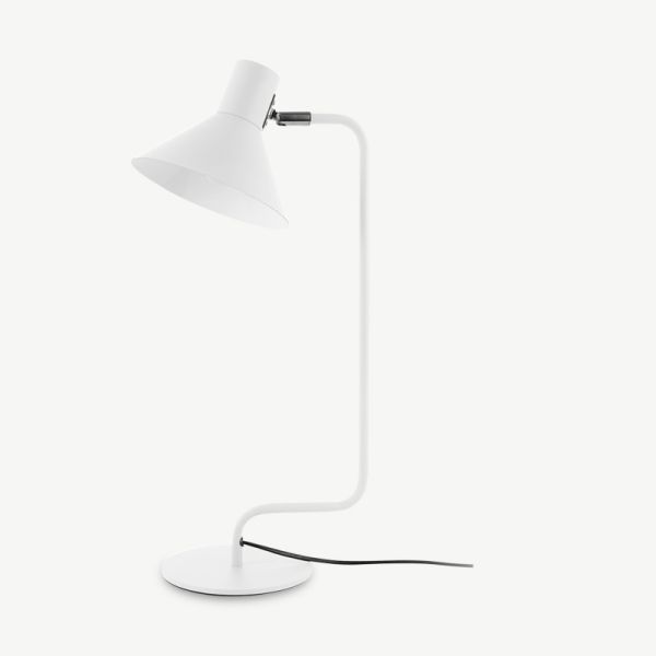 Office Curved Table Lamp, White Iron