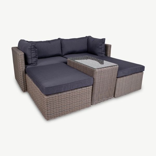 Kyto Outdoor Sofabed Lounge Set, Grey Rattan