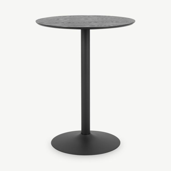 Eliza Bar Table, Black Wood & Steel base (Ø80 cm)