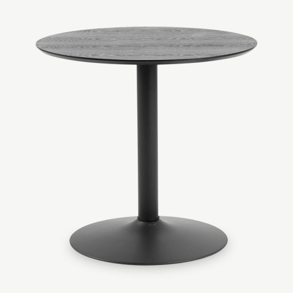 Table de salle à manger Eliza, bois noir et base en acier (Ø80 cm)