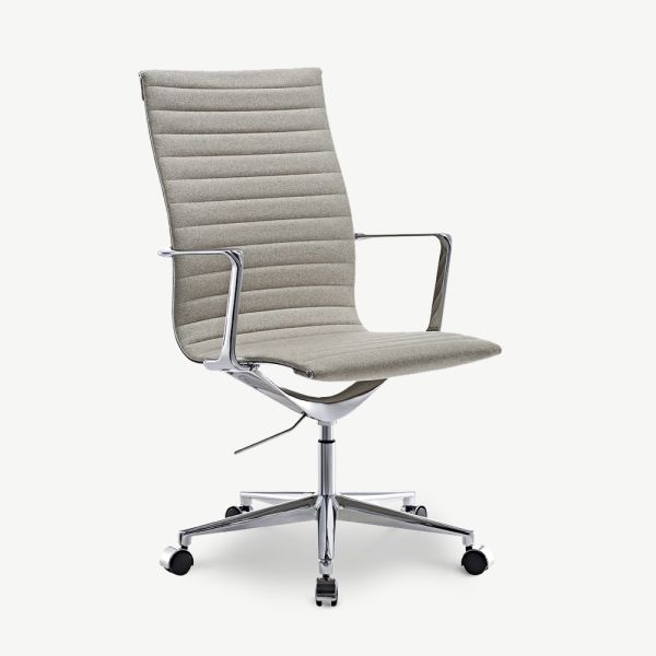 Akira Office Chair, Greige Fabric & Chrome