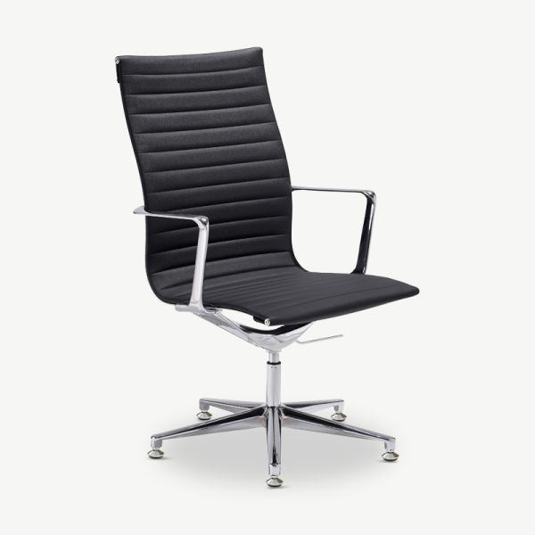 Ava Conference Chair, Black PU-leather & Chrome 