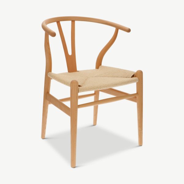 Bone chair eetkamerstoel, naturel hout schuinaanzicht