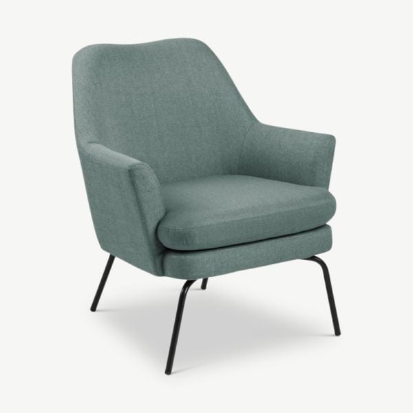 Agio loungestoel, groene stof met zwart onderstel