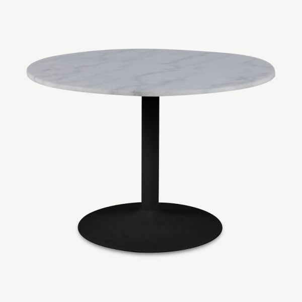 Table de salle à manger Nani, marbre blanc & base noire