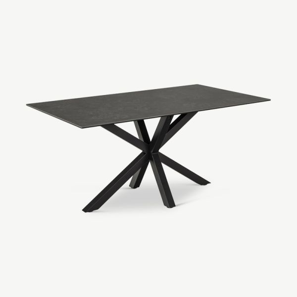 Talon Dining Table, Black Glass & Steel (160x90 cm)