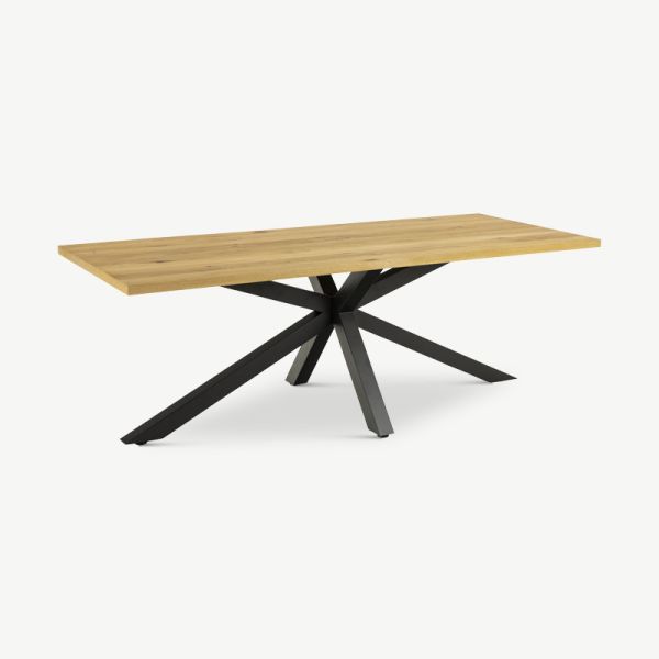 Talon Dining Table, Natural Wood & Steel (220x90 cm)