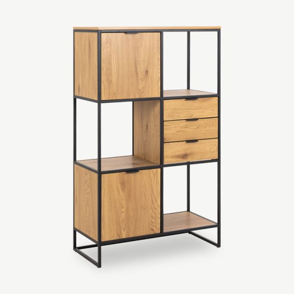 Leah Bookcase, Natural Wood & Black frame (small)