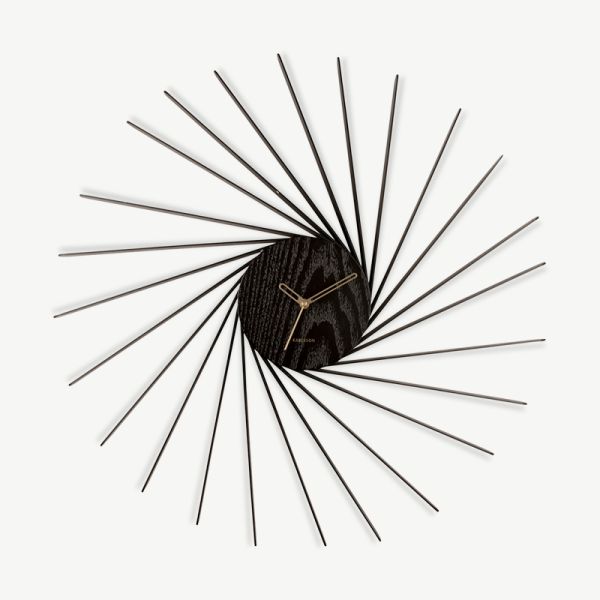 Helix XL Wall Clock, Black Wood
