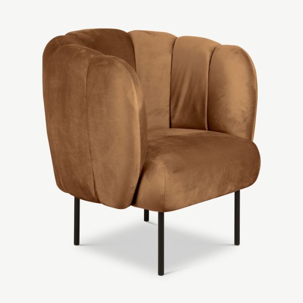 Fauteuil d'appoint Lily, velours brun