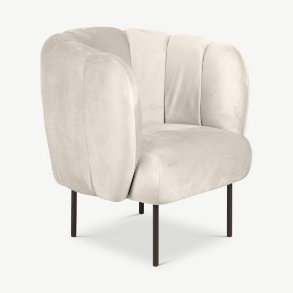 Lily Accent Chair, Ivory Velvet