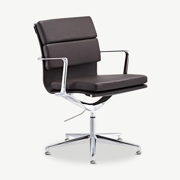 Lucas Conference Chair, Dark Brown Leather & Chrome