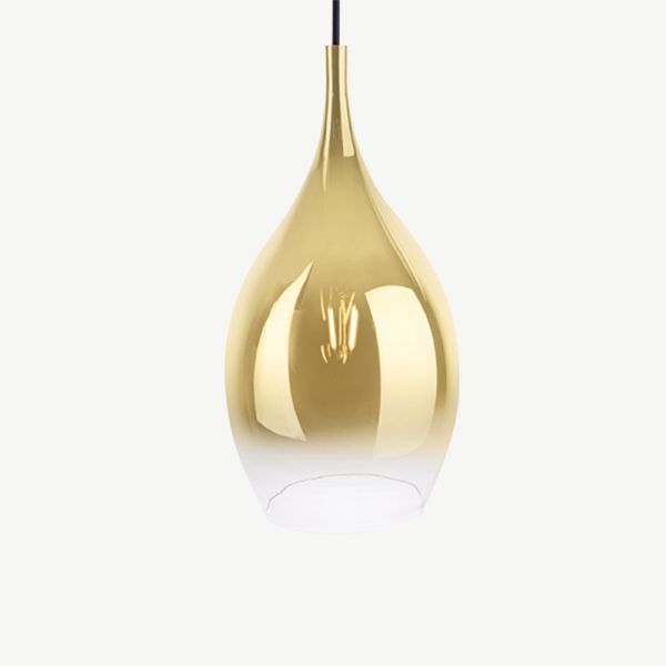 Drup hanglamp, goud glas, klein