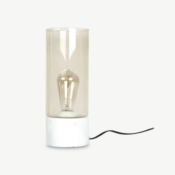 Lax bordslampa, brunt glas & marmor
