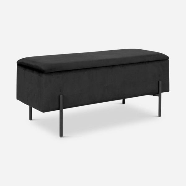 Watson Bench, Black Polyester & storage