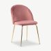 Paris Dining Chair, Pink Velvet & Brass look legs oblique view