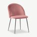 Paris Dining Chair, Pink Velvet & Black legs oblique view
