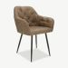 Vinny Dining Chair, Light brown Leather look & Black legs oblique view