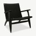 Easy Armchair, Rattan Black & Wood oblique view