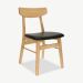 Jenson Dining Chair, Wood & Black PU Leather seat oblique view