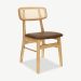 Jenson Dining Chair, Rattan & Brown PU Leather seat oblique view
